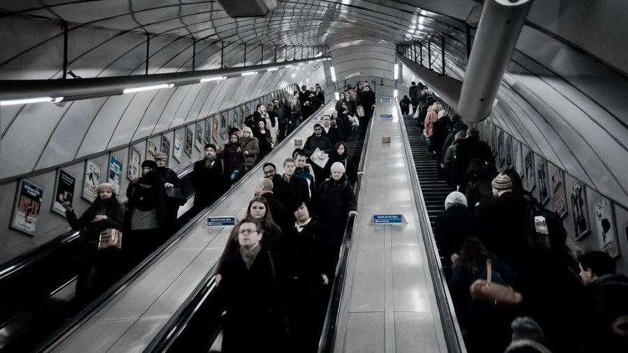 people on escalator